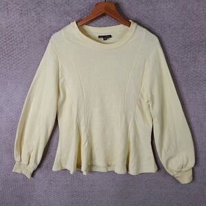 Alison Andrews‎ Sweatshirt Womens Large Yellow Long Sleeve Peplum Cotton Blend